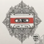A neo-traditional tattoo of a “awesome mix vo… – tattoo sketch (№1752745741_0, 17.07.2025 09:49) — tattoovalue.net