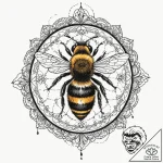 A trash polka portrait of candyman, with bees… – tattoo sketch (№1752746131_0, 17.07.2025 09:55) — tattoovalue.net