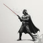 Graphic novel art of darth vader in a dynamic… – tattoo sketch (№1752746833_0, 17.07.2025 10:07) — tattoovalue.net