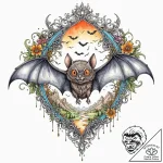 A watercolor sketch of the “bat country” scen… – tattoo sketch (№1752746990_0, 17.07.2025 10:09) — tattoovalue.net