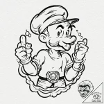 Popeye the sailor, concept art for tattoo, on… – tattoo sketch (№1752747613_0, 17.07.2025 10:20) — tattoovalue.net