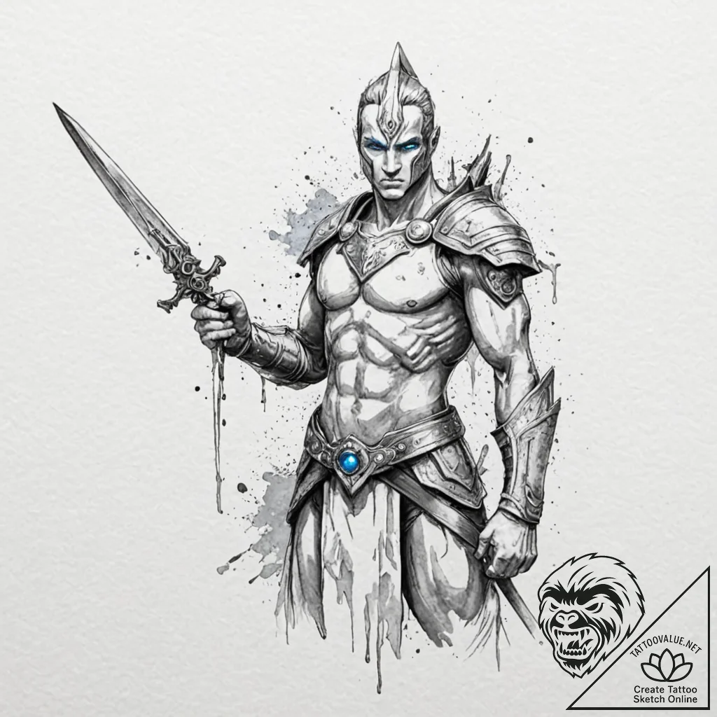 A sketch of a fremen warrior in a stillsuit,... - tattoo sketch (№1752748547_0, 17.07.2025 10:35) — tattoovalue.net