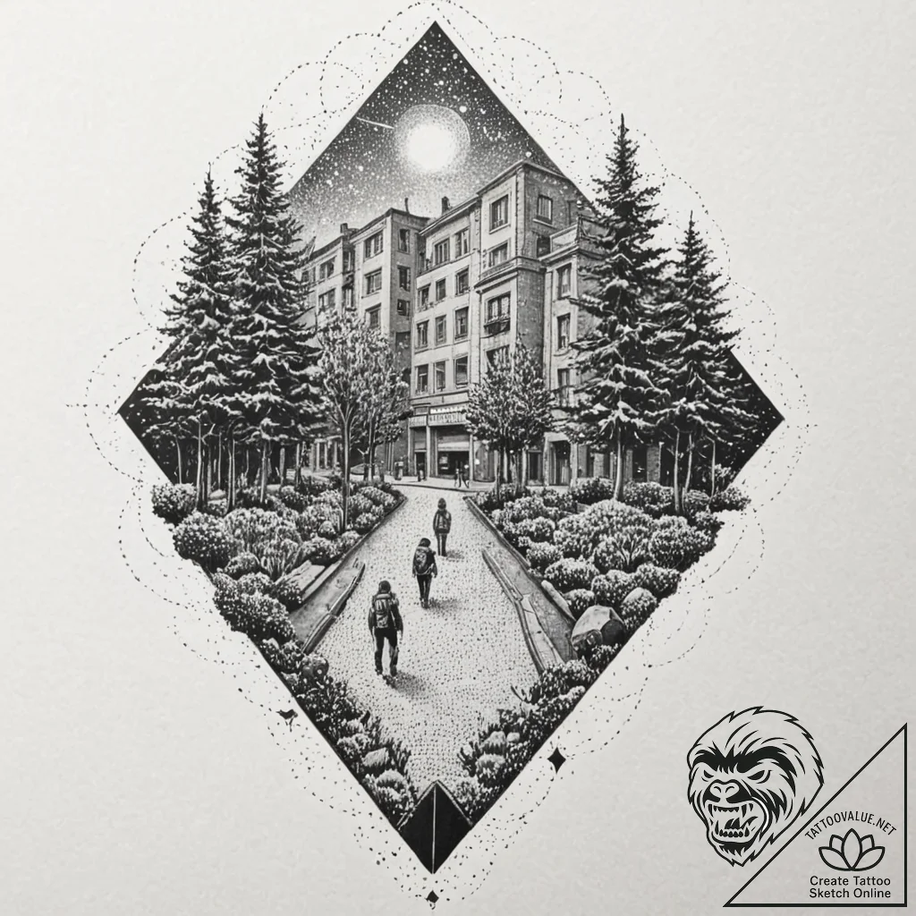 A street art mural covering the entire side o... - tattoo sketch (№1752749245_0, 17.07.2025 10:47) — tattoovalue.net