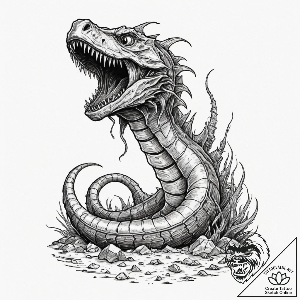 Neo-traditional tattoo design of a sandworm (... - tattoo sketch (№1752749478_0, 17.07.2025 10:51) — tattoovalue.net