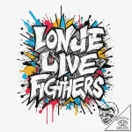 Trash polka art of the “long live the fighter… – tattoo sketch (№1752749556_0, 17.07.2025 10:52) — tattoovalue.net