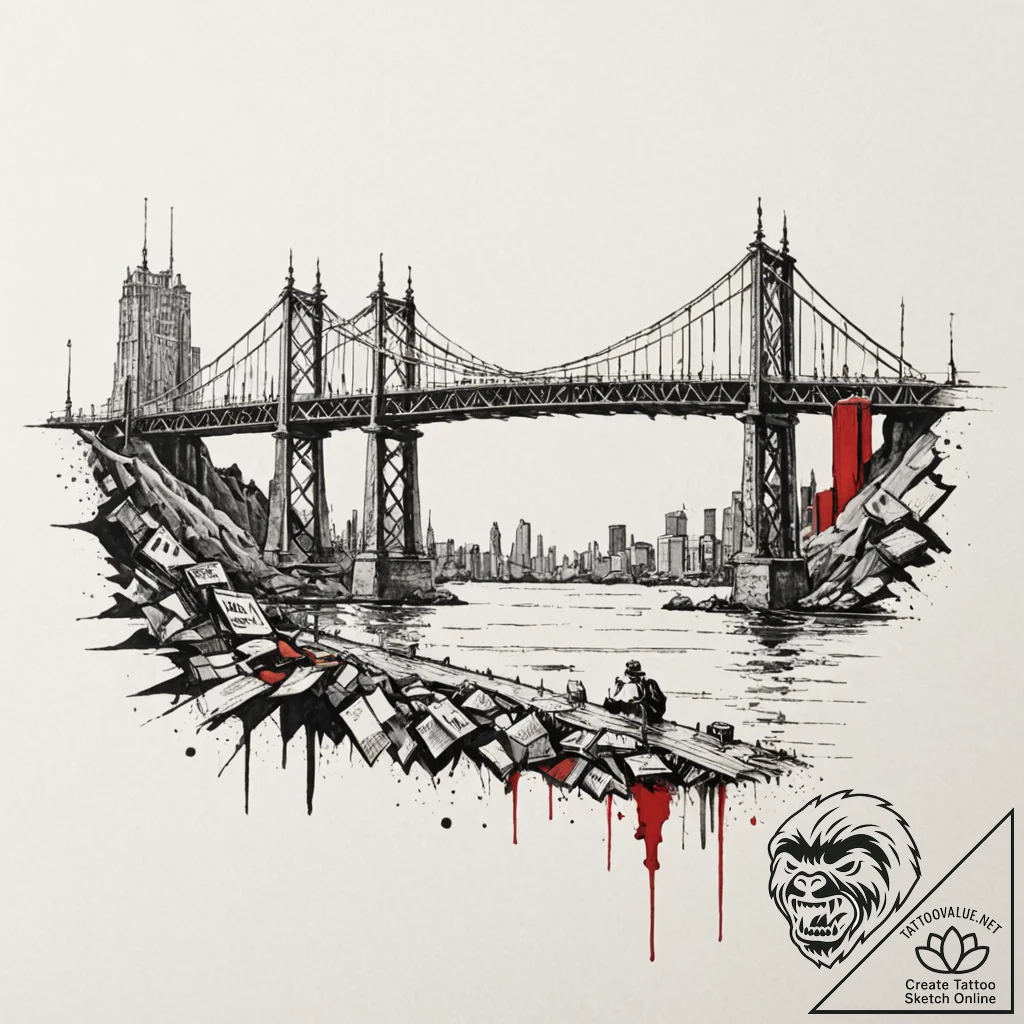 Tattoo sketch a 'bridge' connecting past and... - tattoo sketch (№1752749634_0, 17.07.2025 10:53) — tattoovalue.net