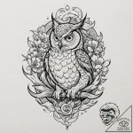 Neo-traditional tattoo design of the owl from… – tattoo sketch (№1752750025_0, 17.07.2025 11:00) — tattoovalue.net