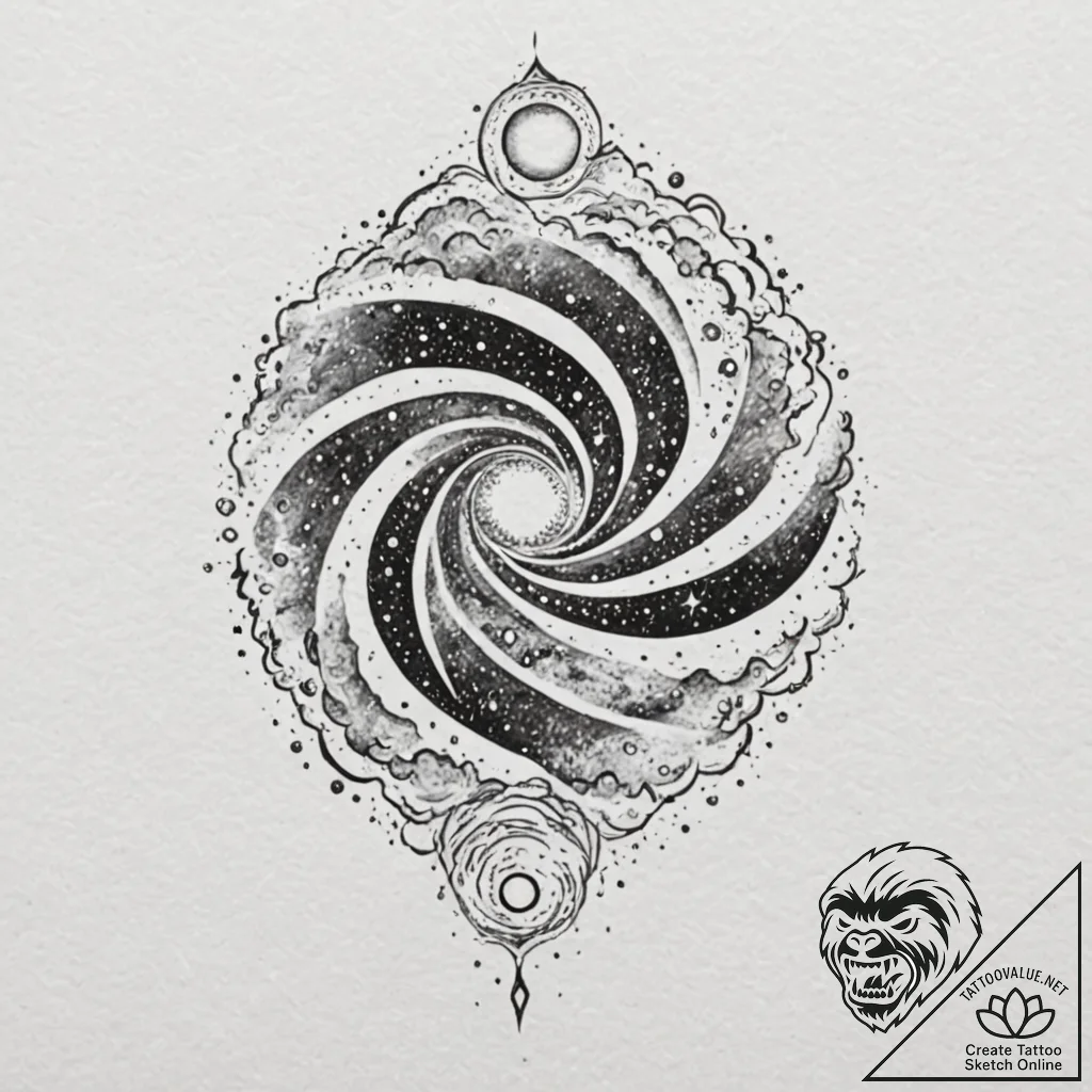 Tattoo design a swirling nebula or galaxy, re... - tattoo sketch (№1752750180_0, 17.07.2025 11:03) — tattoovalue.net
