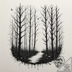 Tattoo sketch an ethereal forest scene with g… – tattoo sketch (№1752750620_0, 17.07.2025 11:10) — tattoovalue.net