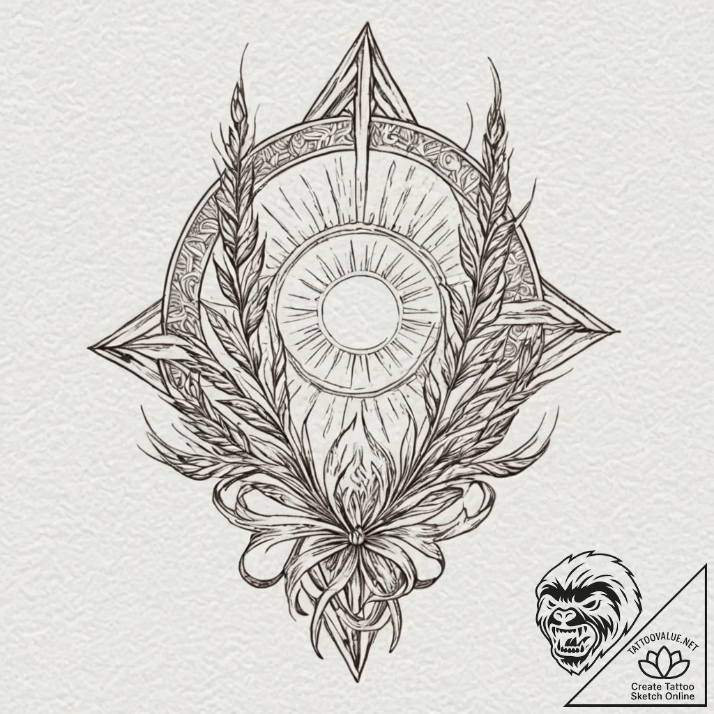 Tattoo sketch: an ornamental design featuring... - tattoo sketch (№1752750701_0, 17.07.2025 11:11) — tattoovalue.net