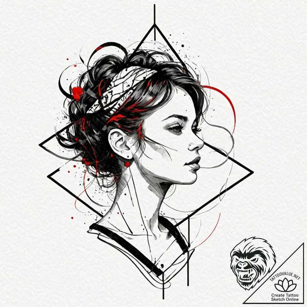 Tattoo sketch a person's silhouette merging w... - tattoo sketch (№1752751425_0, 17.07.2025 11:23) — tattoovalue.net