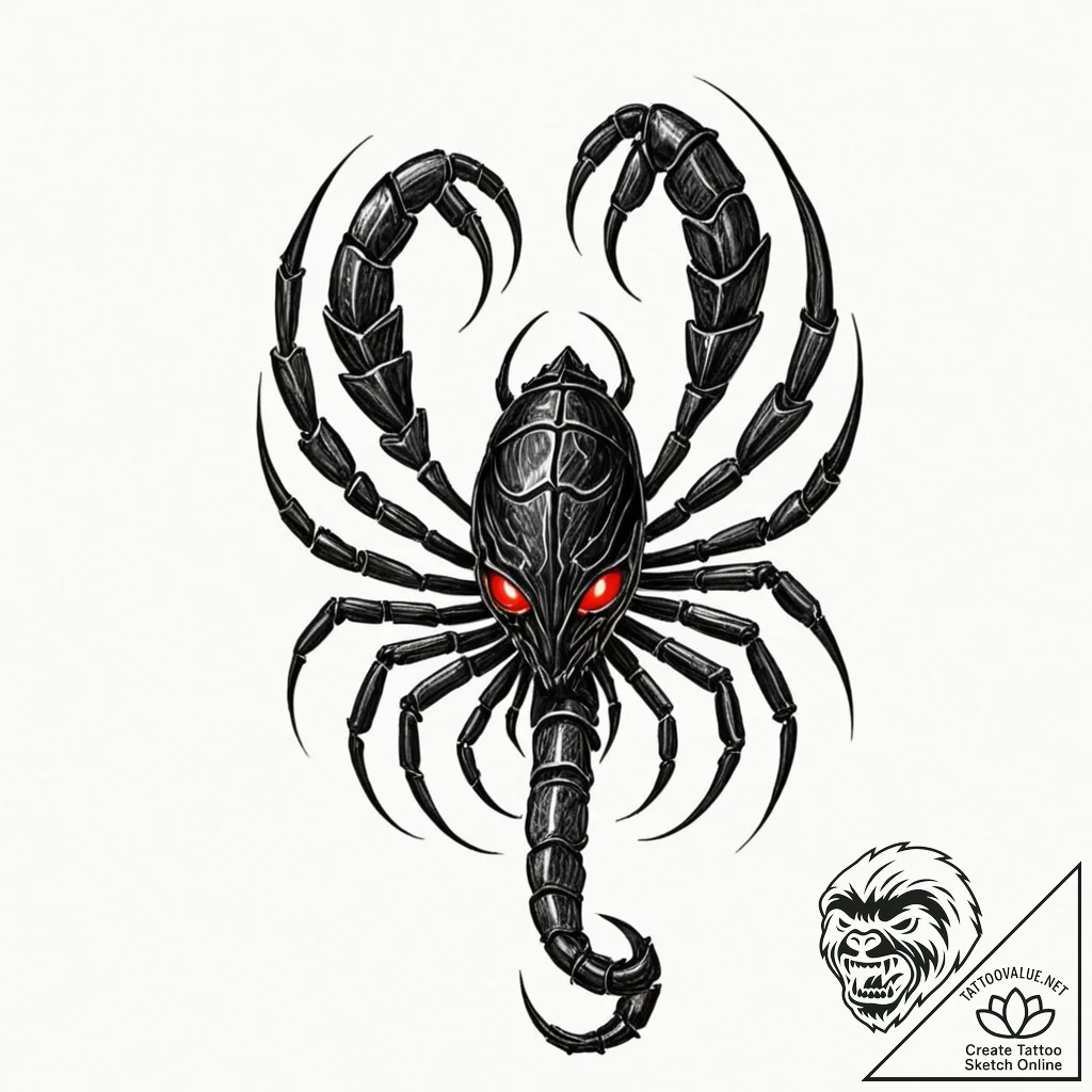 Tattoo design a scorpio scorpion made of obsi... - tattoo sketch (№1752751585_0, 17.07.2025 11:26) — tattoovalue.net