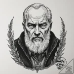 A graphic novel style portrait of deckard cai… – tattoo sketch (№1752752304_0, 17.07.2025 11:38) — tattoovalue.net