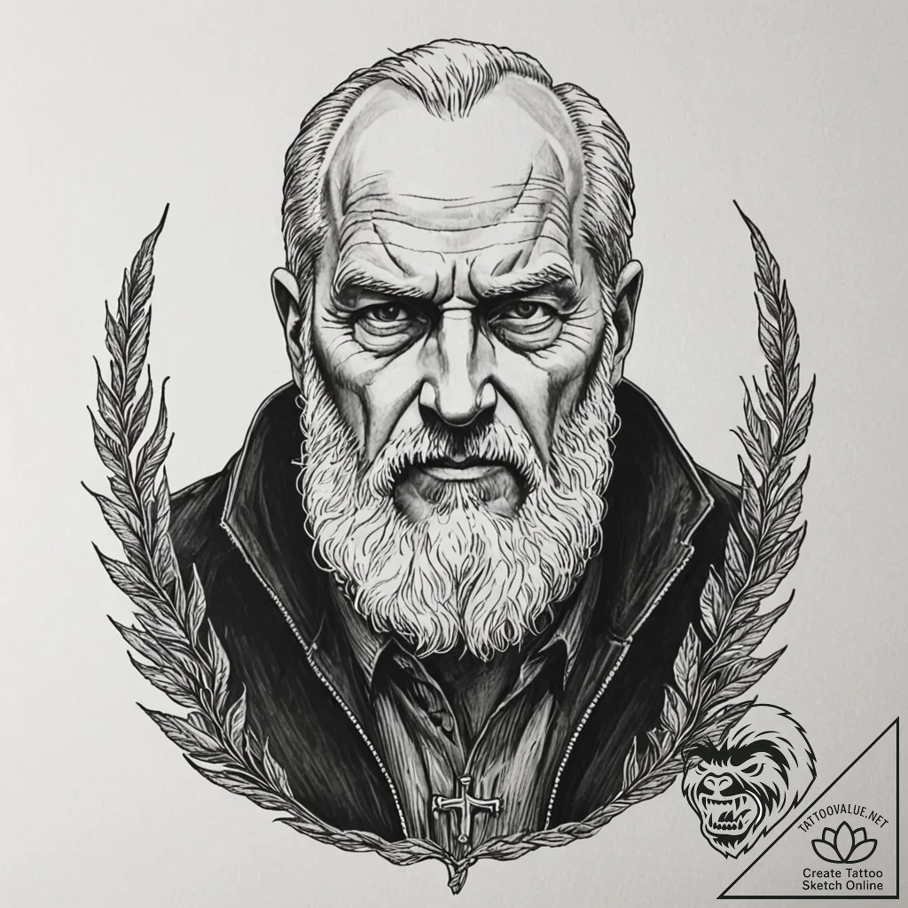 A graphic novel style portrait of deckard cai... - tattoo sketch (№1752752304_0, 17.07.2025 11:38) — tattoovalue.net