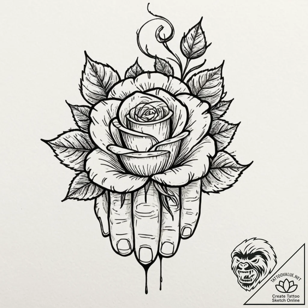 Tattoo design a hand with a small, abstract p... - tattoo sketch (№1752752544_0, 17.07.2025 11:42) — tattoovalue.net