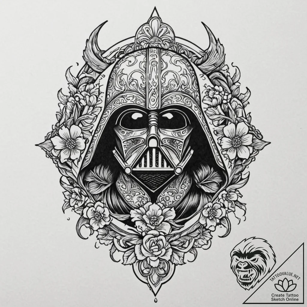 Neo-traditional tattoo design of darth vader'... - tattoo sketch (№1752752942_0, 17.07.2025 11:49) — tattoovalue.net