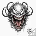 A trash polka portrait of venom, with his lon… – tattoo sketch (№1752753103_0, 17.07.2025 11:51) — tattoovalue.net