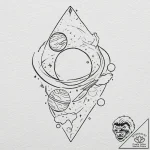 Tattoo design a planet with a powerful, prote… – tattoo sketch (№1752753183_0, 17.07.2025 11:53) — tattoovalue.net