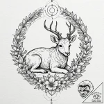 Tattoo sketch a zodiac animal resting among a… – tattoo sketch (№1752753422_0, 17.07.2025 11:57) — tattoovalue.net