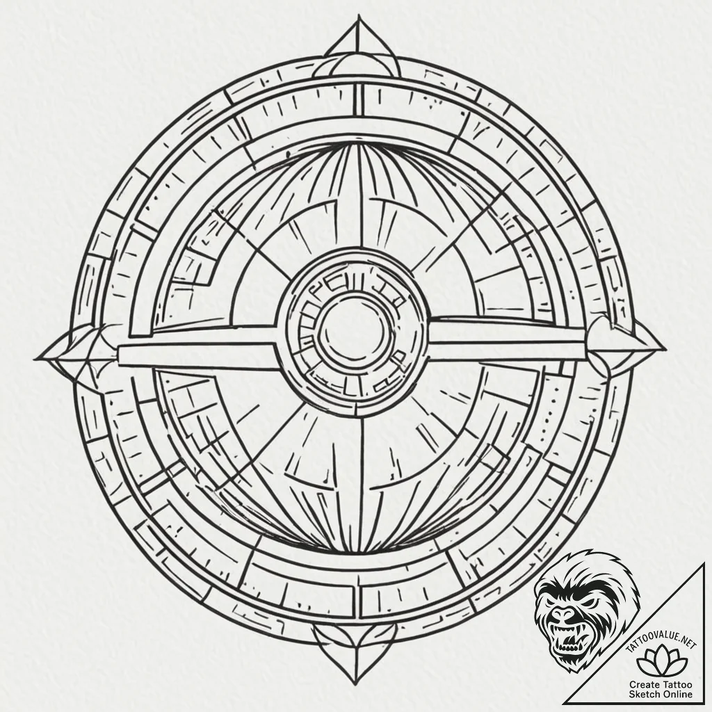 24. dotwork tattoo design of the death star,... - tattoo sketch (№1752753820_0, 17.07.2025 12:03) — tattoovalue.net