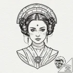 Linework design of padmé amidala, strong and… – tattoo sketch (№1752754139_0, 17.07.2025 12:08) — tattoovalue.net
