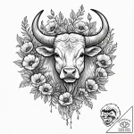 Tattoo design a taurus bull’s head emerging f… – tattoo sketch (№1752754219_0, 17.07.2025 12:10) — tattoovalue.net