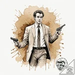 A graphic novel panel of the assassination of… – tattoo sketch (№1752754614_0, 17.07.2025 12:16) — tattoovalue.net