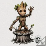 A sketch of groot sacrificing himself, “we ar… – tattoo sketch (№1752754694_0, 17.07.2025 12:18) — tattoovalue.net