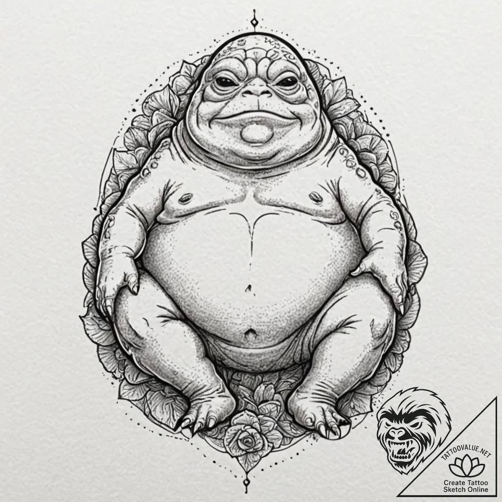 37. sketch of jabba the hutt, detailed and gr... - tattoo sketch (№1752755572_0, 17.07.2025 12:32) — tattoovalue.net