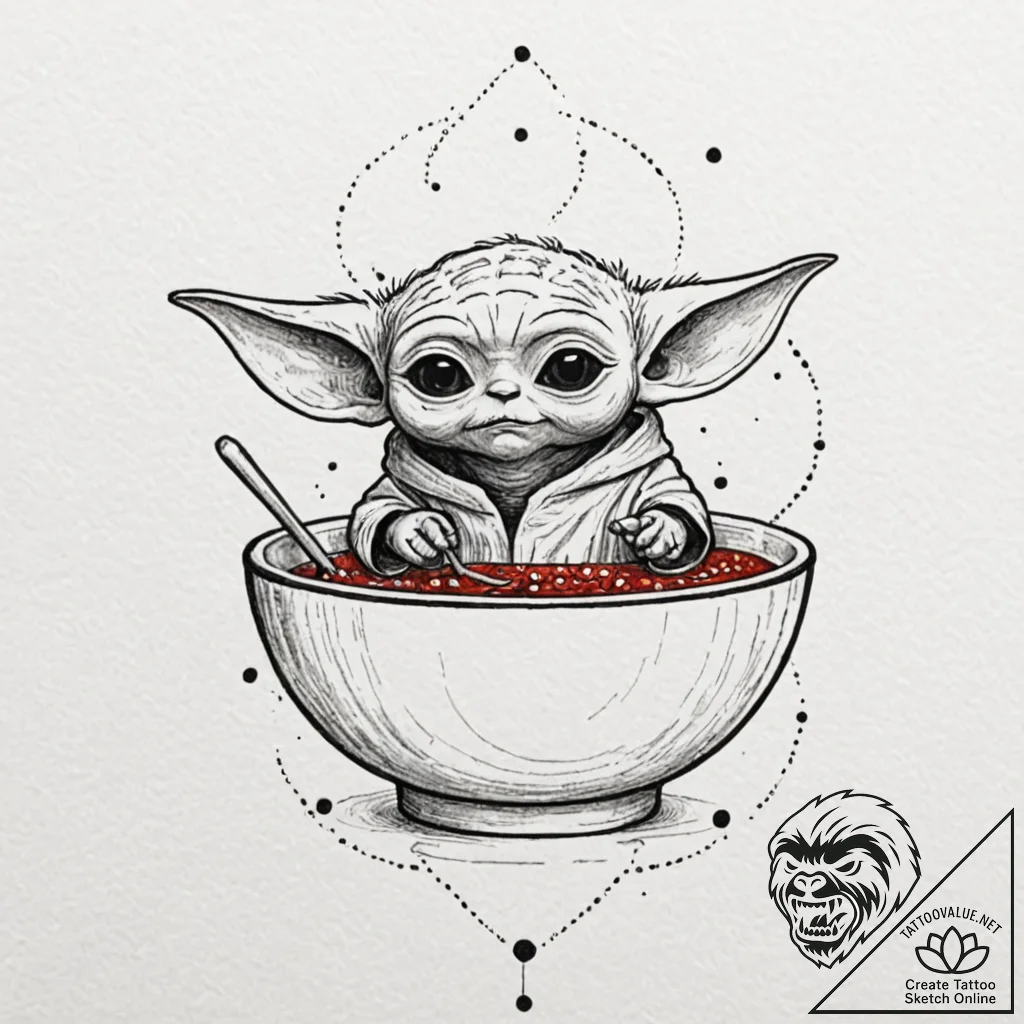 12. sketch style design of grogu (baby yoda)... - tattoo sketch (№1752755892_0, 17.07.2025 12:38) — tattoovalue.net