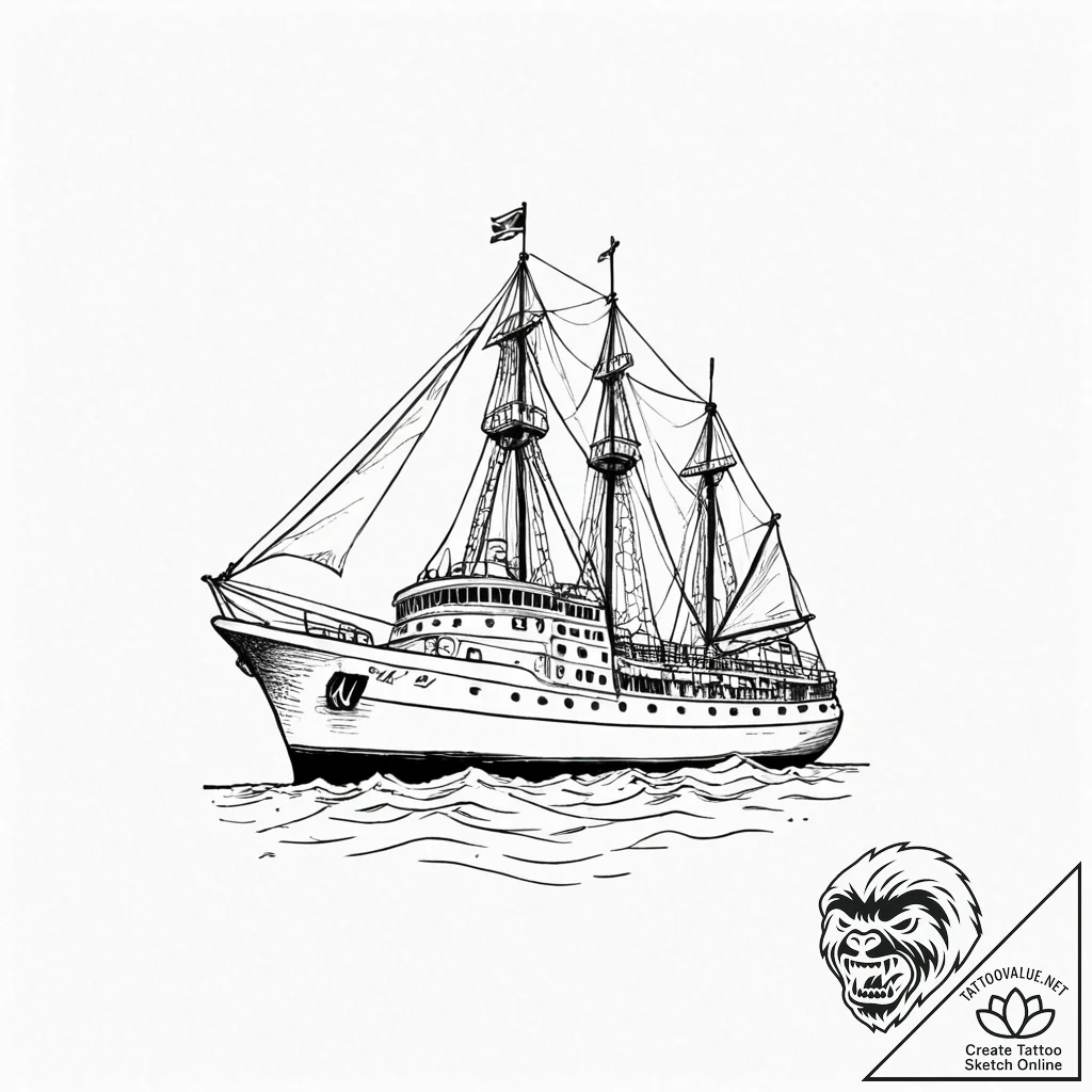 A shot of a research vessel in the antarctic.... - tattoo sketch (№1752755972_0, 17.07.2025 12:39) — tattoovalue.net