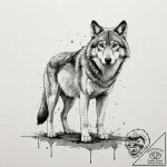 Tattoo design a lone wolf standing calmly in… – tattoo sketch (№1752756050_0, 17.07.2025 12:40) — tattoovalue.net