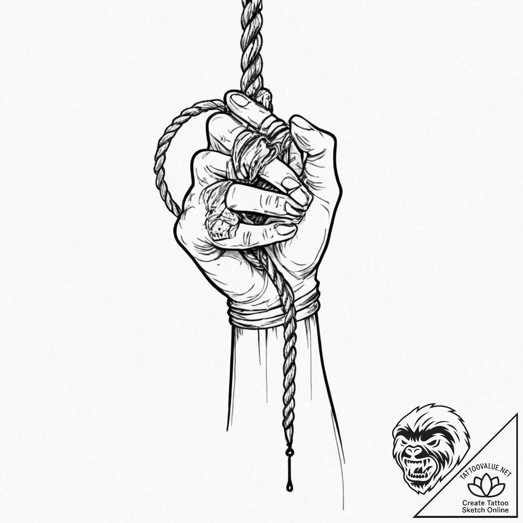Tattoo design a hand firmly gripping a rope,... - tattoo sketch (№1752756450_0, 17.07.2025 12:47) — tattoovalue.net
