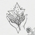 Tattoo sketch: a scene of mokosh sowing seeds… – tattoo sketch (№1752756610_0, 17.07.2025 12:50) — tattoovalue.net