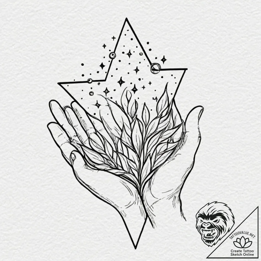 Tattoo sketch: a scene of mokosh sowing seeds... - tattoo sketch (№1752756610_0, 17.07.2025 12:50) — tattoovalue.net