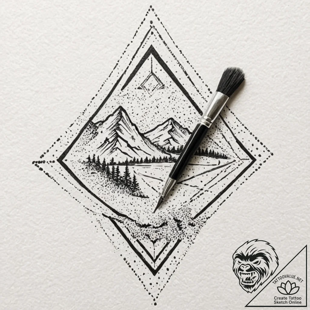 Tattoo sketch a paintbrush on one, a palette... - tattoo sketch (№1752756851_0, 17.07.2025 12:54) — tattoovalue.net