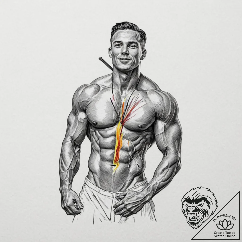 Tattoo sketch exposed muscle fibers or bone,... - tattoo sketch (№1752757410_0, 17.07.2025 13:03) — tattoovalue.net