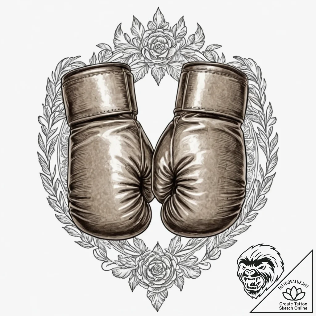 Tattoo design a pair of well-worn boxing glov... - tattoo sketch (№1752757490_0, 17.07.2025 13:04) — tattoovalue.net
