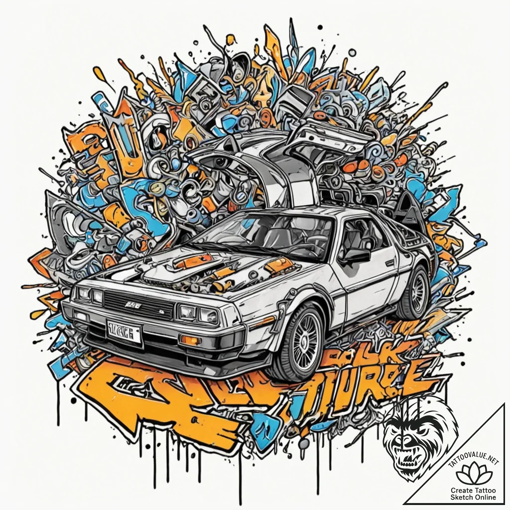 назад в будущее (back to the future):, concep... - tattoo sketch (№1752758370_0, 17.07.2025 13:19) — tattoovalue.net