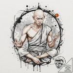Monk, tattoo flash sheet design, watercolor t… – tattoo sketch (№1752758450_0, 17.07.2025 13:20) — tattoovalue.net