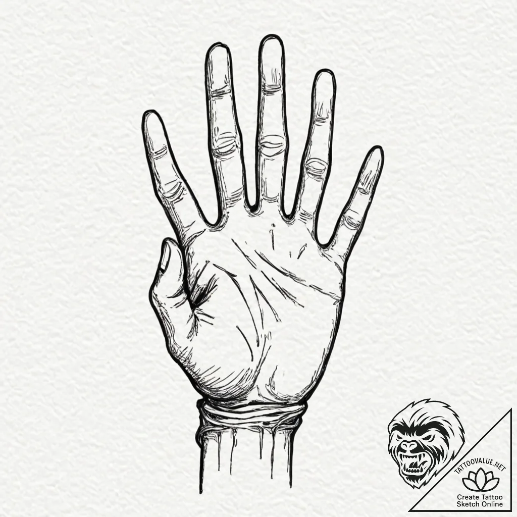 Tattoo sketch a hand with a subtle 'thread' w... - tattoo sketch (№1752758529_0, 17.07.2025 13:22) — tattoovalue.net
