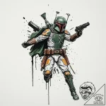 11. trash polka style tattoo of boba fett in… – tattoo sketch (№1752758691_0, 17.07.2025 13:24) — tattoovalue.net
