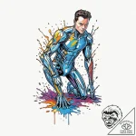A graphic novel panel of the t-1000 emerging… – tattoo sketch (№1752758771_0, 17.07.2025 13:26) — tattoovalue.net