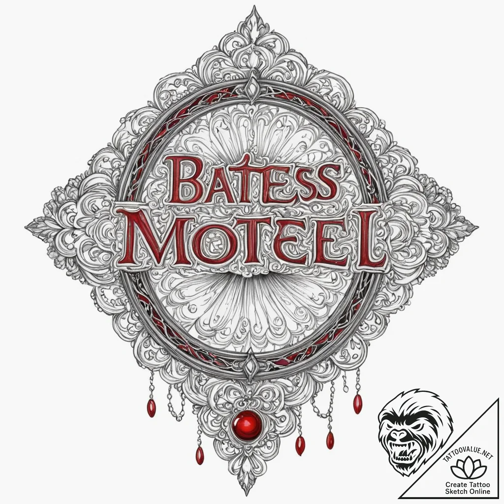 A minimalist sketch of the bates motel sign,,... - tattoo sketch (№1752759252_0, 17.07.2025 13:34) — tattoovalue.net
