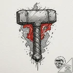 A sketch of thor’s hammer, mjolnir, with ligh… – tattoo sketch (№1752759570_0, 17.07.2025 13:39) — tattoovalue.net