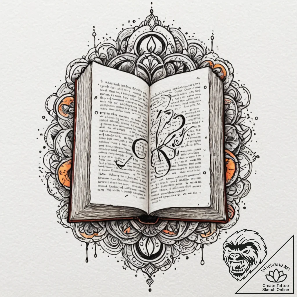 Tattoo design a heavy, ancient book, symboliz... - tattoo sketch (№1752760210_0, 17.07.2025 13:50) — tattoovalue.net