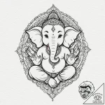 Ganesha, tattoo flash sheet design, on a clea… – tattoo sketch (№1752760290_0, 17.07.2025 13:51) — tattoovalue.net