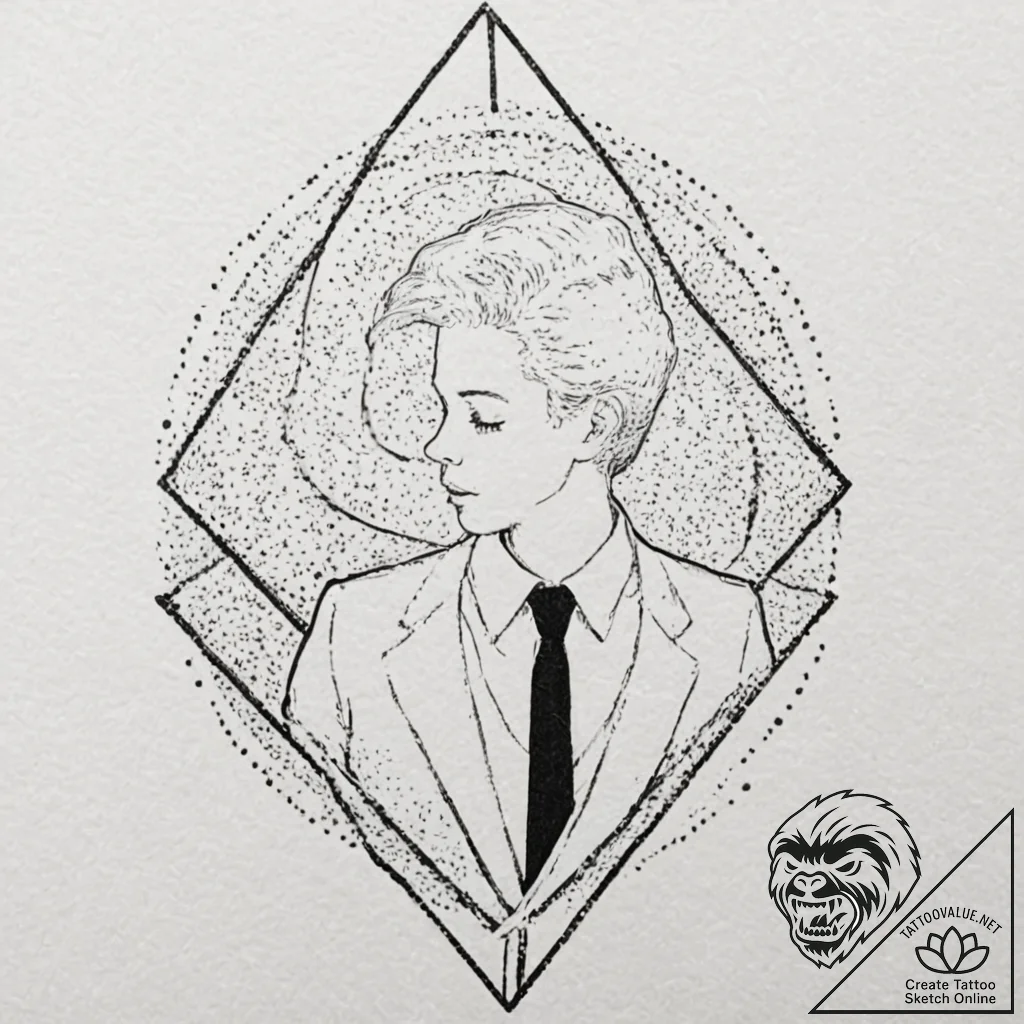 A minimalist tattoo of the iconic black suits... - tattoo sketch (№1752760446_0, 17.07.2025 13:54) — tattoovalue.net