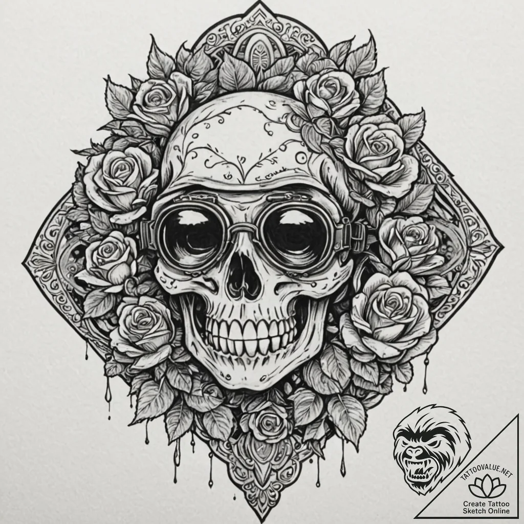 Tattoo design a stylized night vision goggles... - tattoo sketch (№1752760523_0, 17.07.2025 13:55) — tattoovalue.net