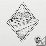 Tattoo sketch: a landscape view of a vast, fe… – tattoo sketch (№1752760600_0, 17.07.2025 13:56) — tattoovalue.net